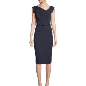 Black Halo Jackie Sheath Dress (Navy Blue)